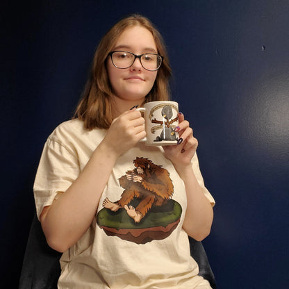 T-Shirt, Bigfoot with Coffee